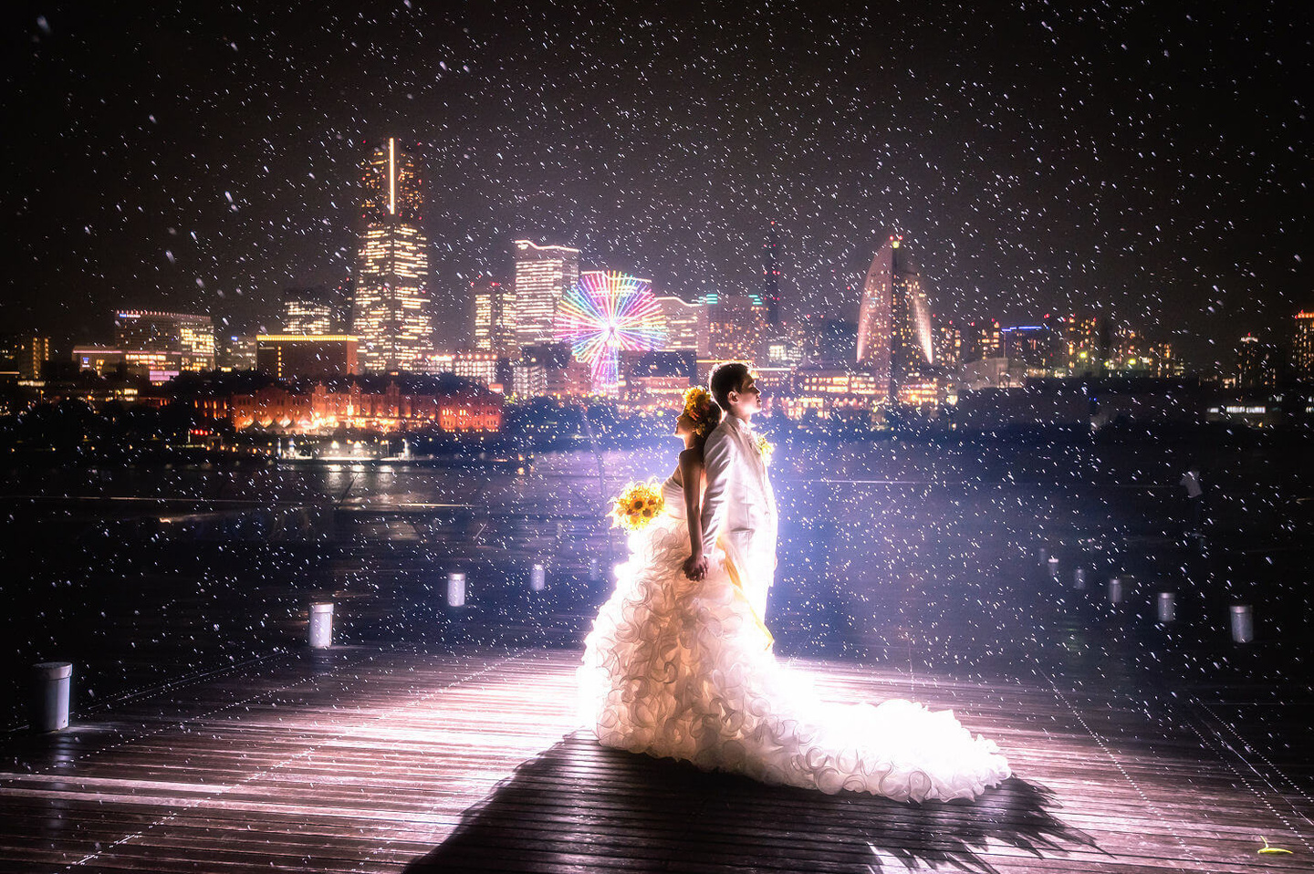 雨の中で幻想的な前撮り